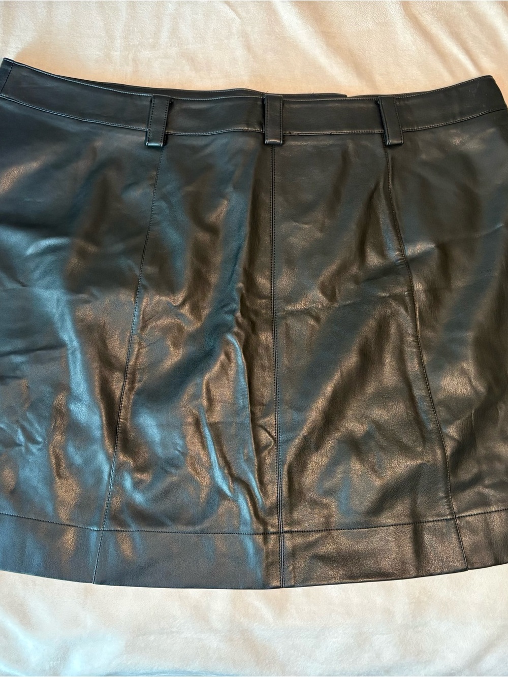 Eloquii Black Faux Leather Snap-Front Mini Skirt - Picture 2 of 4